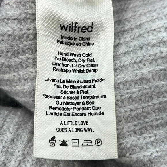 Aritzia Wilfred Jonnie 100% Merino Wool Ruffle Hemline Ribbed Crewneck Sweater S - Picture 10 of 11